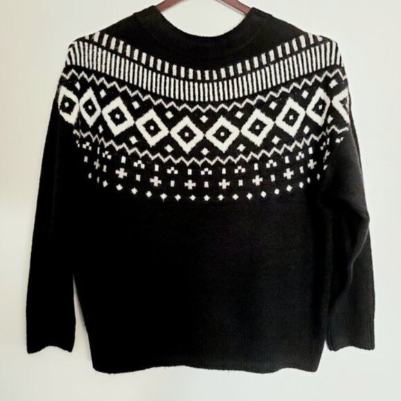 NWT EVRI  2X Black Print Knit Pullover Long Sleeve Oversized Cozy Sweater - Picture 3 of 10